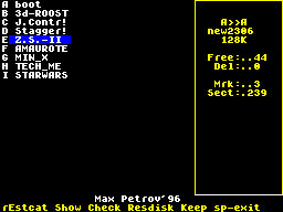 The Care menu: the catalogue and the disk check
