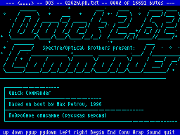 The viewer: a DOS Navigator style line with the encoding and the percentage