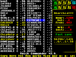The new design: files coloured by type